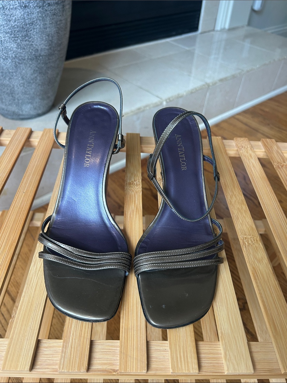 *can’t ship until 05/16* Ann Taylor Black Strappy Slingback Heels